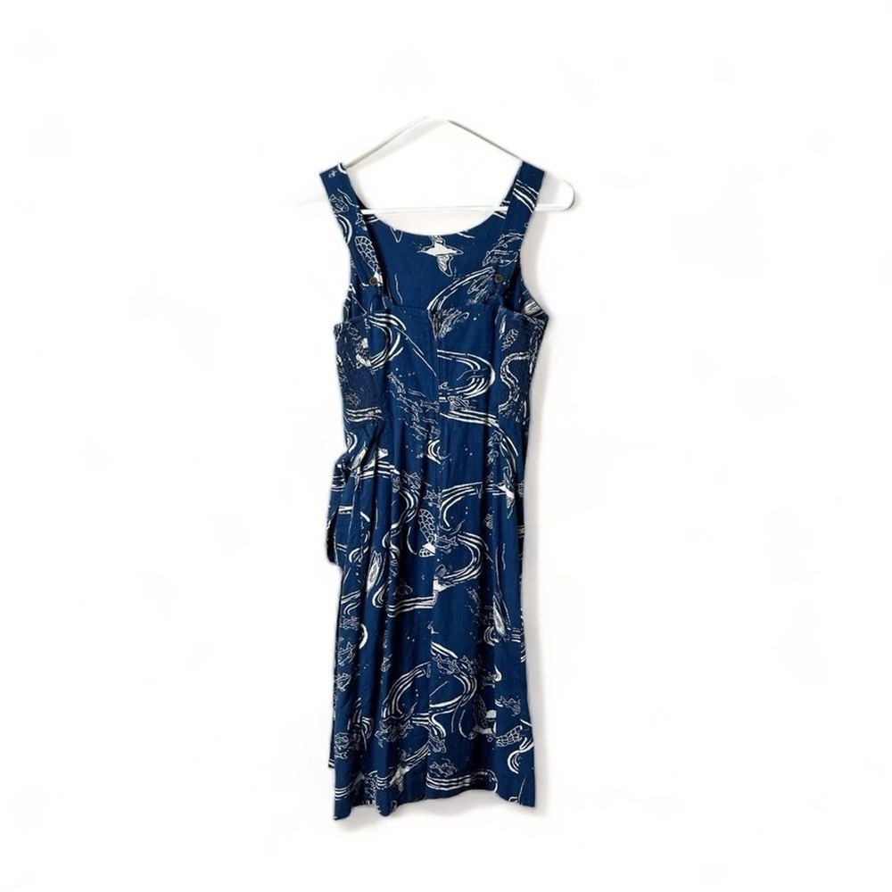 Patagonia Pataloha Women's Blue & White Loko l'a Stone Blue Fish Wrap Dress Sz 2